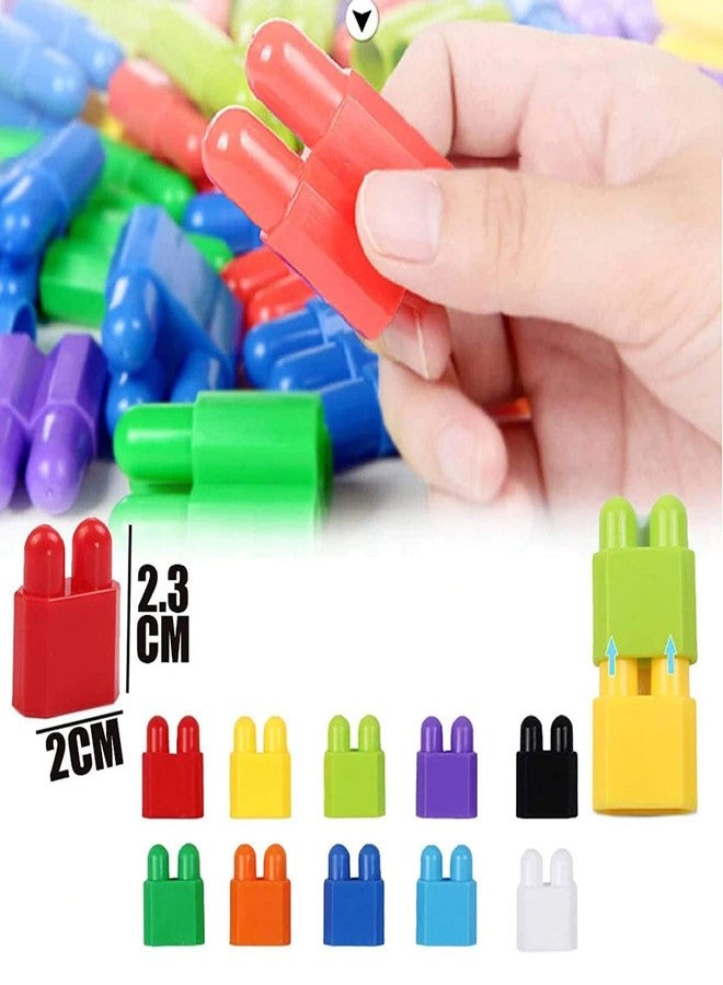 PULSBERY مكعبات بناء بلاستيكية على شكل رصاصة من بولسبري - 200 قطعة متعددة الألوان، مكعبات بناء تعليمية بلاستيكية للتكديس والعد والتشابك، مناسبة للأماكن المغلقة والمفتوحة للأطفال - Image 5